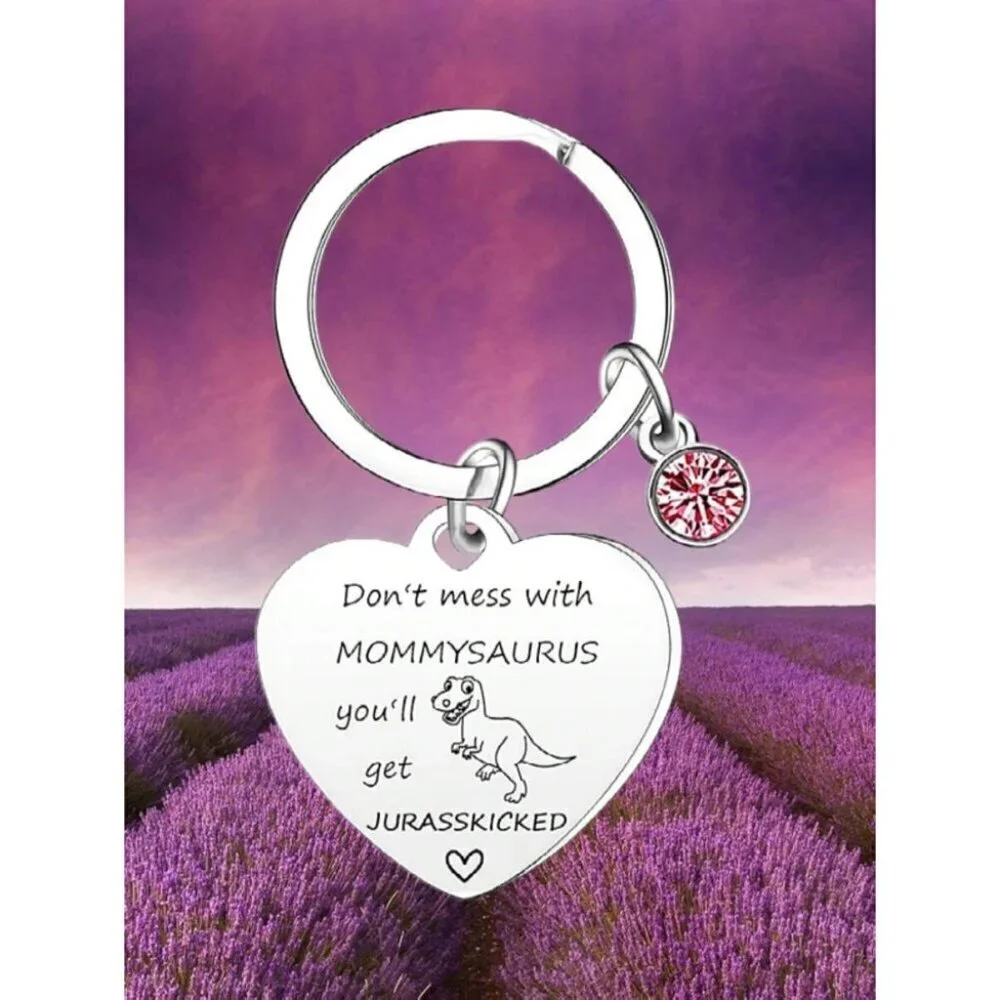 Fun Mom Gift Mommy saury Keychain Silver From Daughter Son For Birthday Chris